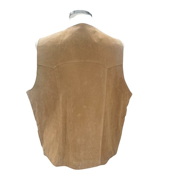 Cripple Creek Suede Leather Vest Western Cowboy Rodeo Ranch Wear Festival XL Tan - Picture 7 of 9